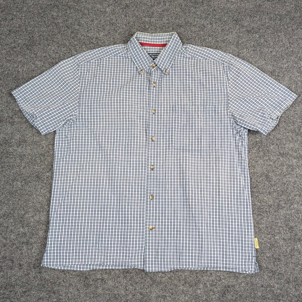 Levi‎ Strauss Signature Mens Blue White Plaid Short Sleeve Button Down Shirt L